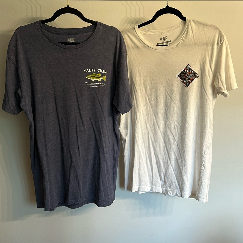 Salty Crew Men’s T-shirts -2 one blue one white Size Large